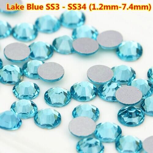 Free Shipping Flatback Non Hotfix ss20 1440 pcs Lake Blue Rhinstones Crystal Nail Gems art nail bijoux bijoux Nail Art Supplies