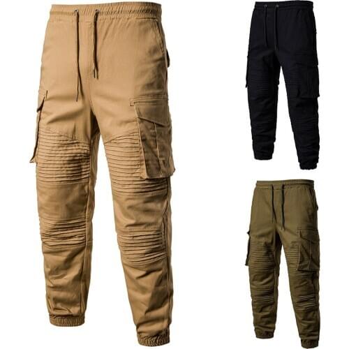 K015 New Fashion Mens Clothes Plus Size Four Seasons Elastic-Waist Casual Pants