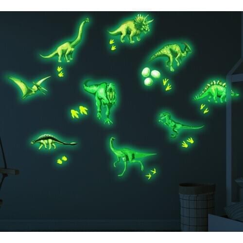 KAKUDER Wall Sticker Luminous Stickers Dinosaur Wall Sticker fogorescent Bedroom Decals Home Decor 3pcs Wall Stickers Oct26