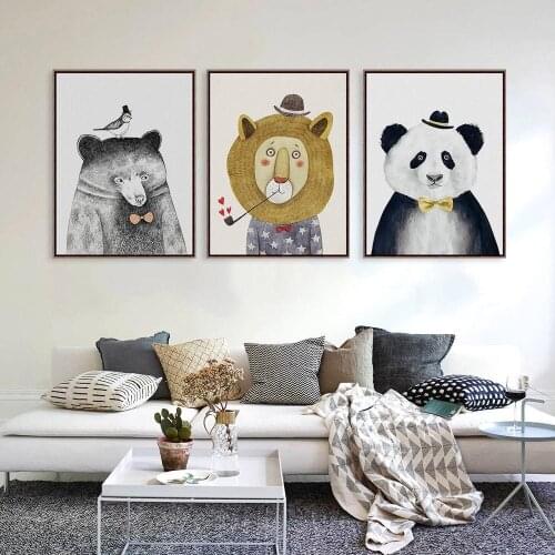 Fallout Unframed Cute Animation Lion Bear Panda Canvas Painting Nursery Wall Pictures For Children Room Cuadros Decoracion