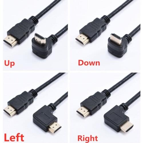 Short 90 degree Left Right UP Down angle HDMI-compatible Cable Double HDTV Line Male to Male M/M HD-cable Wire 0.5m