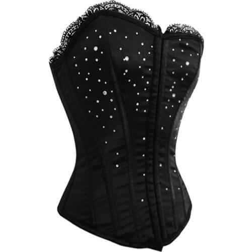 Boned Overbust Corset - Hot Sale Sexy Corset Women 3S9427 Black Fashion Lace Corset
