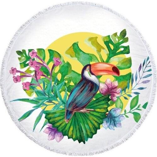 Toucan flowers Round beach towel Sea beach towel strandlaken Beach cover up Towels Large beach towel Bath towel Bath towels spa