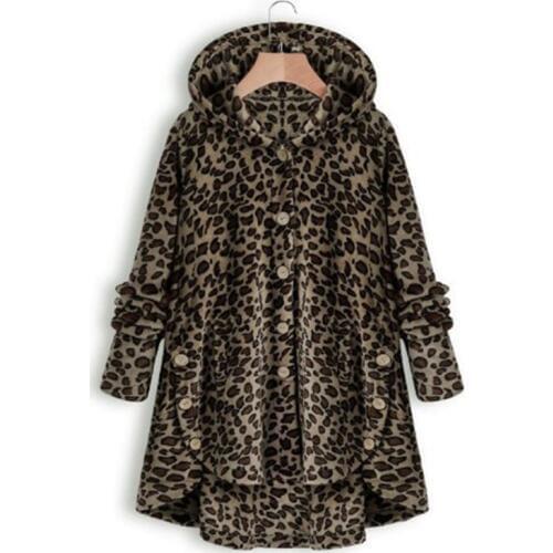 Leopard Women Jacket Faux Fur Coat Women Plus Size 5XL Button Furry Faux Fur Coats Long Loose Soft Faux Fur Coat Overcoat