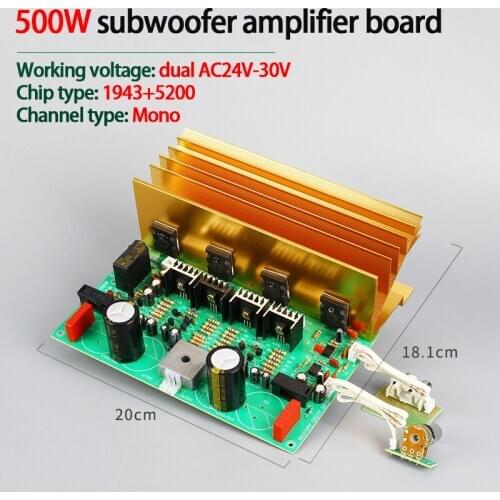 KYYSLB 500W Dual AC24-30V Power Amplifier Board Super High Power Subwoofer Amplifier Board with Cooling Holes