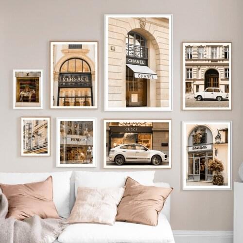 Fashion Street Shop Window Paris Luxury Wall Art Canvas Painting Nordic Posters And Prints Wall Pictures For Living Room Decor