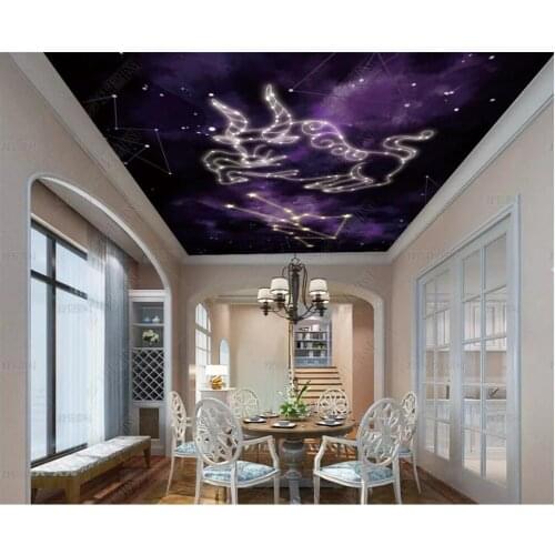 3d ceiling murals wallpaper custom photo Purple dream night sky Taurus constellation 3d wall murals wallpaper in the living room