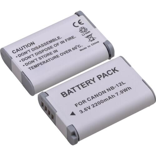 NB-12L Battery 2200mAh 3.6V NB 12L NB12L Camera Battery for Canon PowerShot G1 X Mark II G1X Mark 2 PowerShot N100 VIXIA mini X