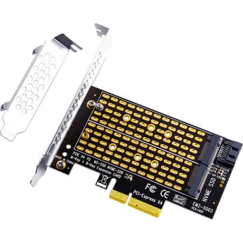 M.2 NVMe SSD NGFF to PCI-E 3.0 X4 Adapter Raiser M Key B Key PCI Express 3.0 NVME m.2 SSD M2 SATA NGFF Converter Post Card Riser