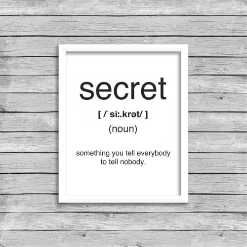 Secret Definition Poster Canvas Painting Inspiration Print Wall Art Picture for Living Room Interior Home Decor Motivation
