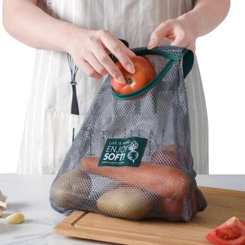 Fruit Vegetable Hanging Mesh Storage Bag Breathable Reusable Mesh Bags Organizer Eco Reusable Shopping Tote Bag