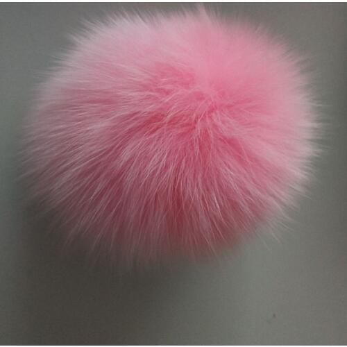 11cm Nature Genuine Fox Fur Ball Pom Pom Fluffy DIY Winter Hat Skullies Beanies Knitted Cap Pompoms TKF009-pink