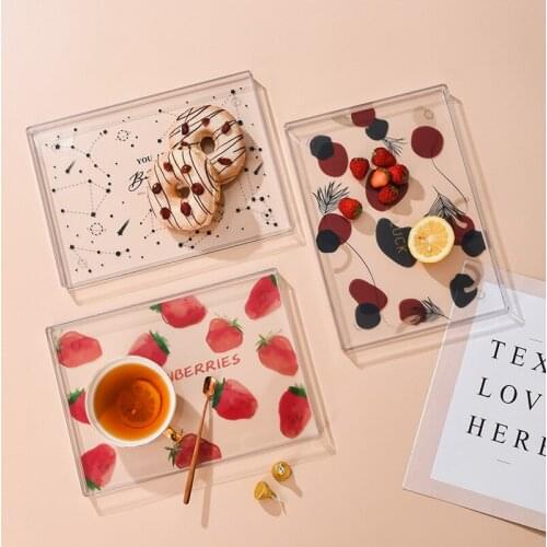 Transparent Creative Strawberry Tray Rectangular Plastic Storage Tray Kitchen Supplies Home Kitchen Fruit Dessert Tray