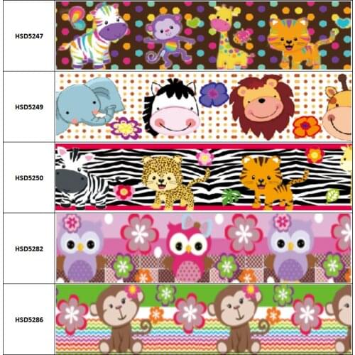 Craft 22MM 25MM 38MM 50MM 75mm Animal Series Lion Printed Grosgrain/Satin Ribbon for DIY Sewing Hairbow Accessories Decoration