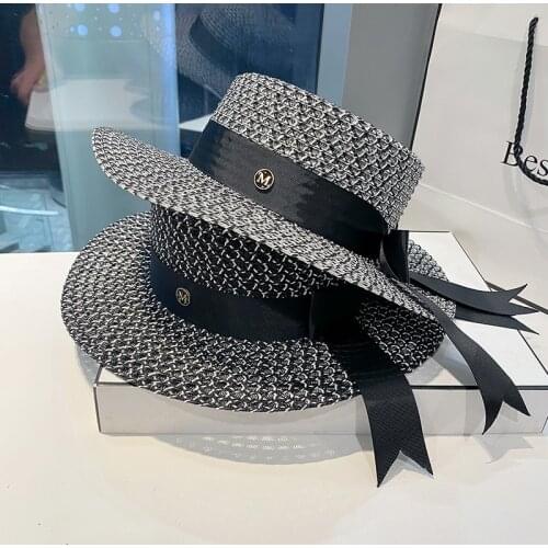 Sun Hat Ladies Hats Wide Brim Straw Hat Women Summer Beach Cap Party Dress Hat Black Bow Beach Hat