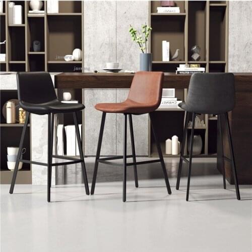 Nordic Home Furniture Backrest Bar Chair Modern Minimalist Front Desk Kitchen Bar Chairs Leisure Cafe Hotel Lobby High Bar Chair