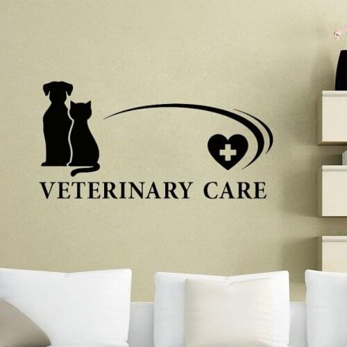 Veterinary Care Wall Decal Pets Shop Animals Hospitals Interior Decor Logo Door Window Vinyl Stickers Cat Dog Art Poster