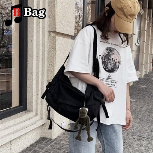 Japans Harajuku Diablo series tooling canvas bag female Korean easy matching solid color students One Shoulder Messenger Bag