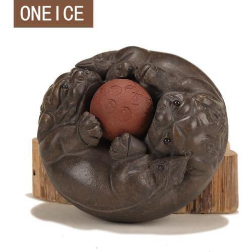 Yixing Tea Play Tea Pet Play Double Lion Holding Ball Decoration Clay Teapet Aceessories Home Decoration