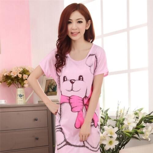 Women Print Cartoon Sexy Sleepwear Round Neck Lingerie Cute Nightdress Strap Thin Female Underwear Nighty Home Wear