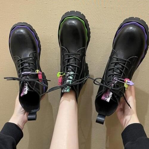 Martin boots womens autumn 2021 new street shooting thin punk boots wild straps increase thick-soled short boots women