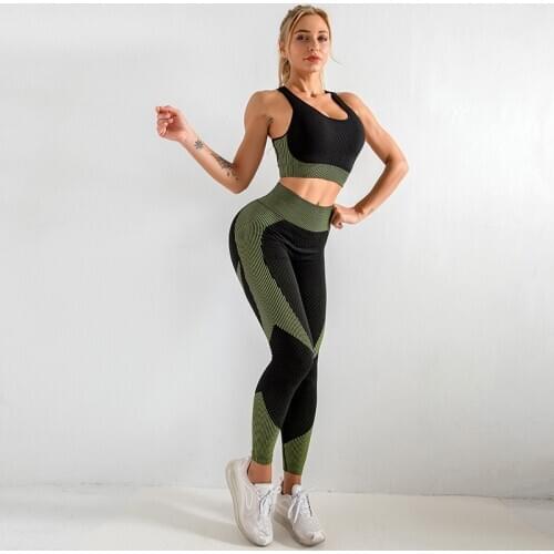 Women Sports Bra Leggings Set Women Gym Clothes Yoga Sets Back-cross Bra Top Fitness Clothing Breathable Elastic Yoga Tracksuit