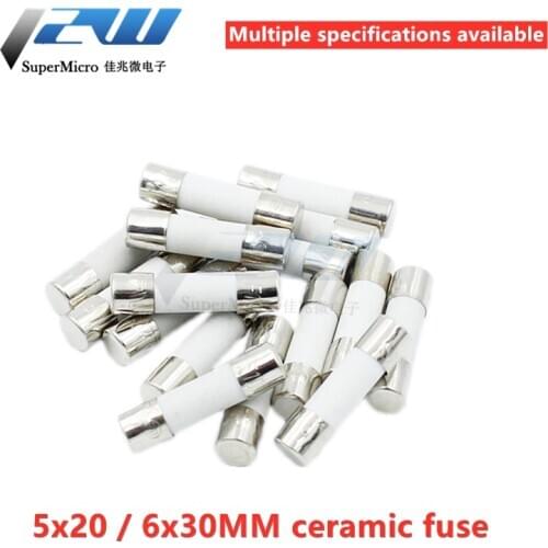 Free shipping!Fast blow Ceramic Fuse 5mm x 20mm 6x30 T 0.5A 1A 2A 3A 5A 6A 8A 10A 13A 15A 20A 30A 250V Car Cigar Microwave Oven