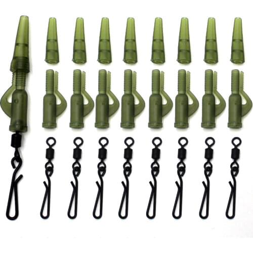 10 Set Carp Fishing Accessories Kit Carp Fishing Rigs Making Lead Clips Quick Change Swivels Tail Cone Connector Fishing Tackle