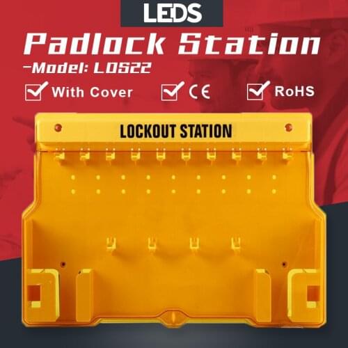 10-Lock LOTO Station With Translucent Cover Wall-Mounted Industrial Engineering Management Station Lockout Board Unfilled LDS22