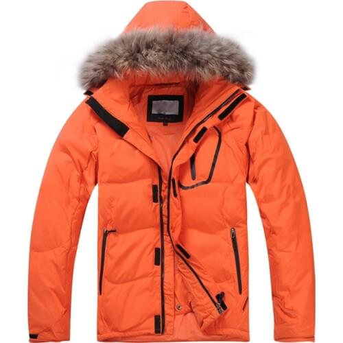 2021 New Winter Men Down Jacket Warm Down Coats White Duck Down Real Raccoon Fur Hooded Down Jackets Outwear Winter Men Coats