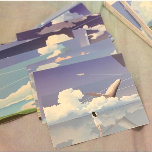 30pcs Seaside Countryside Look At Clouds Style Card As Party Invitation DIY Decoration Gift Card Message Card Postcard