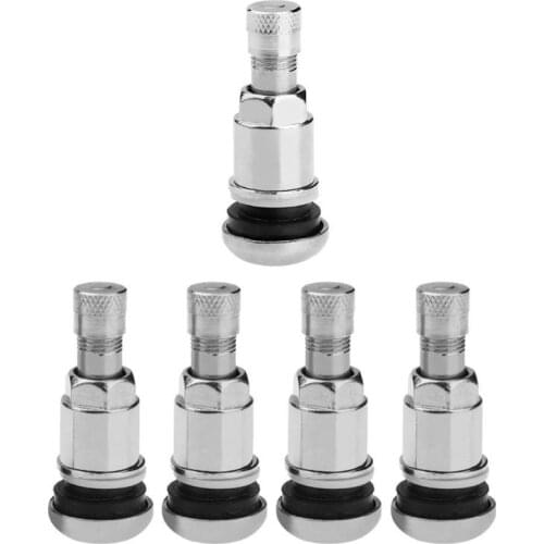 4pcs Bolt-in Stainless Steel Car Tubeless Wheel Tire Valve Stems Cap Hex With Dust Caps Inner Tube Valve Auto Accessories