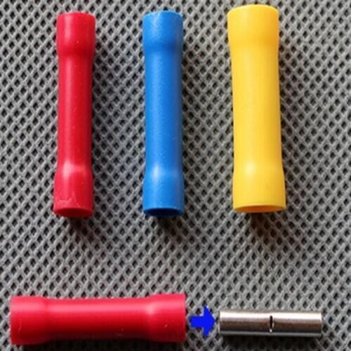 50pcs Wire Connector Terminal Block Terminals Crimping Terminal BV1.25 Copper Tube Full Insulation Intermediate Connector