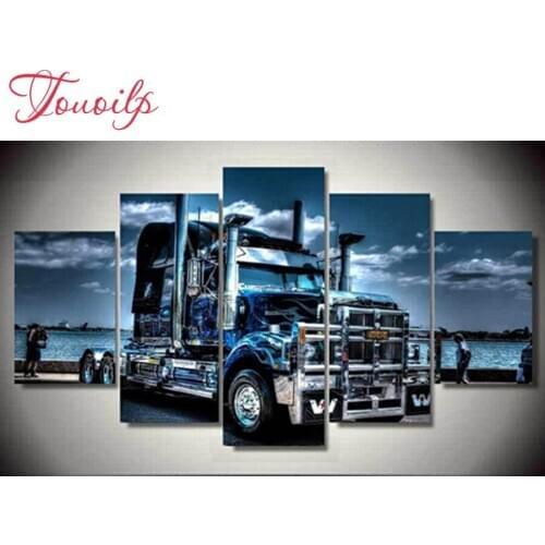 5D Diamond Painting Cross Stitch Mosaic home Decoration Diy full Diamond Embroidery truck 5 pcs Wall sticker art childrens room