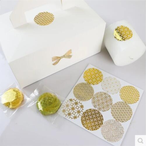 90pcs/lot 4cm Round Hot Foil Gold Seal Sticker Transparent Pattern Series DIY Multifunction Gift Label Baking Sticker