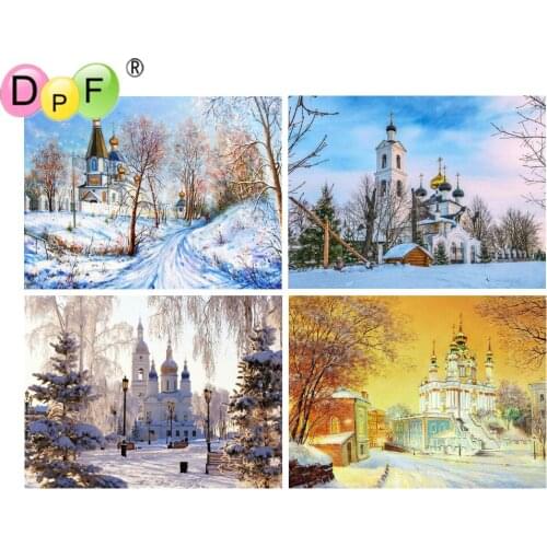 DPF 5D Round/Square full Diamond Painting Cross Stitch Snow scene Diamond Embroidery Mosaic Needlework kits Home Decor