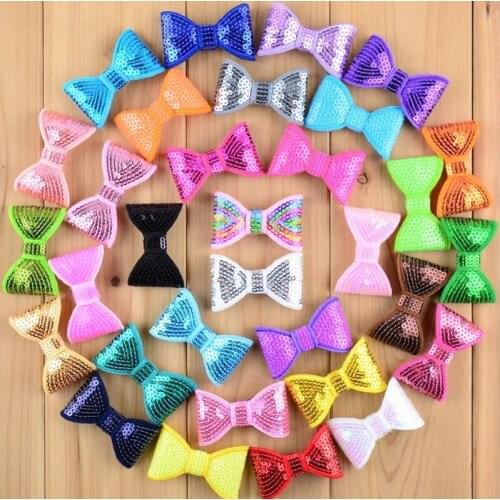 1000pcs/lot 2.0" Sequin Bows,Girls Hair Bows Wholesale Sequin Bows, Bow Knot Applique 32Colors