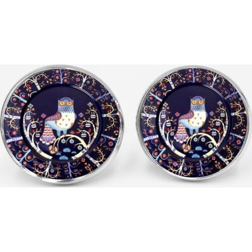 Free Shipping Handmade Woodpecker Creative Initial Mens Cufflinks Shirt Cuffs High Quality Silver Glass Cufflinks Husband Gift