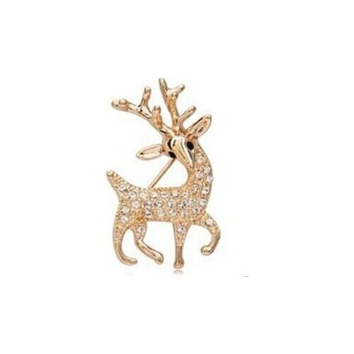 2019 new Fashion High Quality Exquisite Sika Deer Brooch Shining Rhinestone Jewelry (Gold) Accessories free shipping