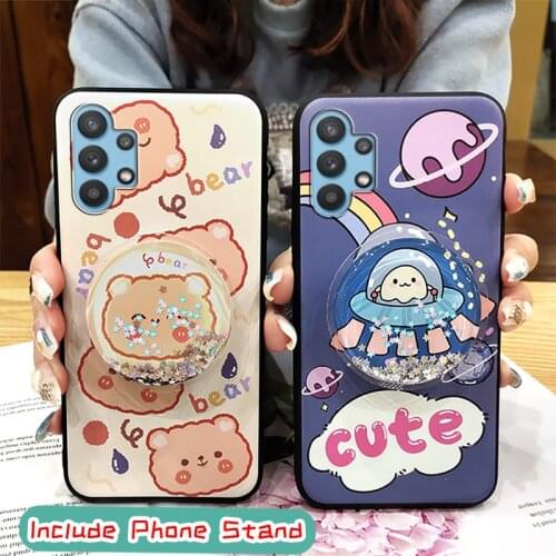 Glisten Cover Phone Case For Samsung Galaxy A32 4G/A32 LTE Durable Cartoon Kickstand Anti-dust