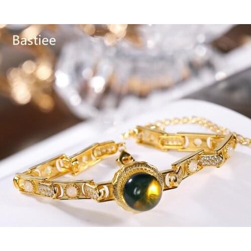 Bastiee 925 Sterling Silver Bracelet For Women jewelry Golden Plated Mexican Amber Charms Hmong Luxury Bracelets Flower