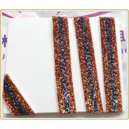 Price Negotiated) 5/8" Orange / Smoke / Orange Striped Stretch Glitter Ribbon
