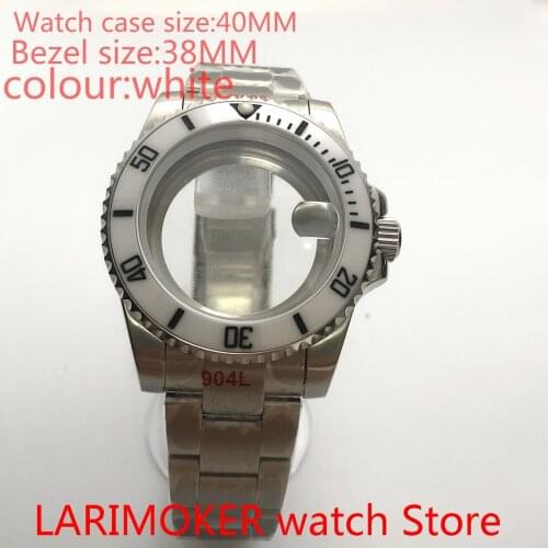 Suitable for NH35 NH36 Miyota8215 40mm sapphire glass 904L stainless steel case transparent back with rotating bezel white