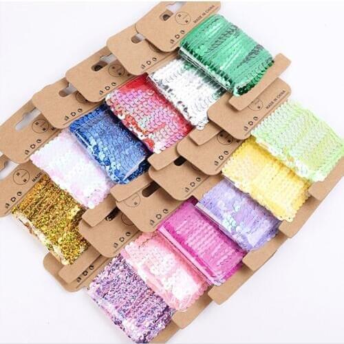 Colorful Sequins Strip Ribbon Tape Lace Trim DIY Embroidered For Stage Clothing Sewing Decoration African Lace Fabric Accessorie