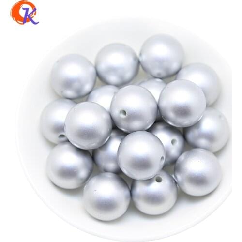 A59 Cordial Design 100pcs/lot Fashion 20mm Matte Rhodium ABS Fake Pearl Chunky Bead Accessories For Handmade Necklace