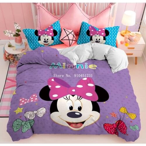 Home textile Mickey mouse Bedding Set Minnie mouse Cartoon bed Children Duvet Cover Single Twin Bedclothes cover Queen King Size