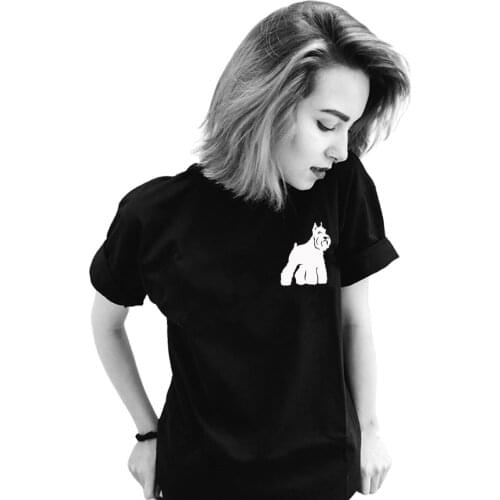 Funny cute Schnauzer print cotton t shirts for women dog lovers girlfriend Graphic Tees summer casual Female Tops