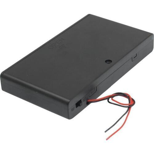 HFES New SODIAL(R) Two Wire Leads ON/OFF Switch Black 8 x 1.5V AA Battery Holder Case w Cover