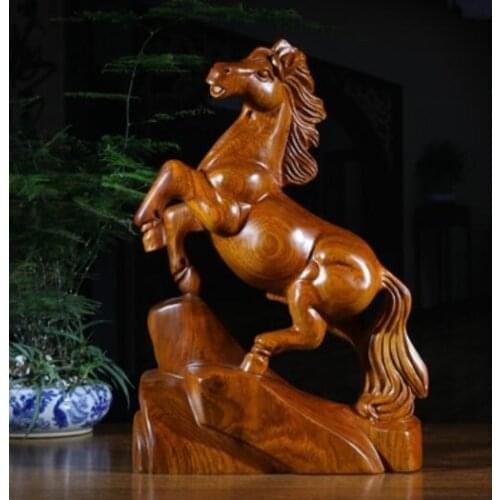 Chrysanthemum pear Wooden Wood carving horse mahogany horse solid handicraft jewelry carved ma successful home home living room