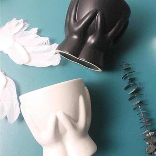 Ceramic hand rest face flower pot succulent cactus potted flower arrangement vase home decoration accessories crafts gifts